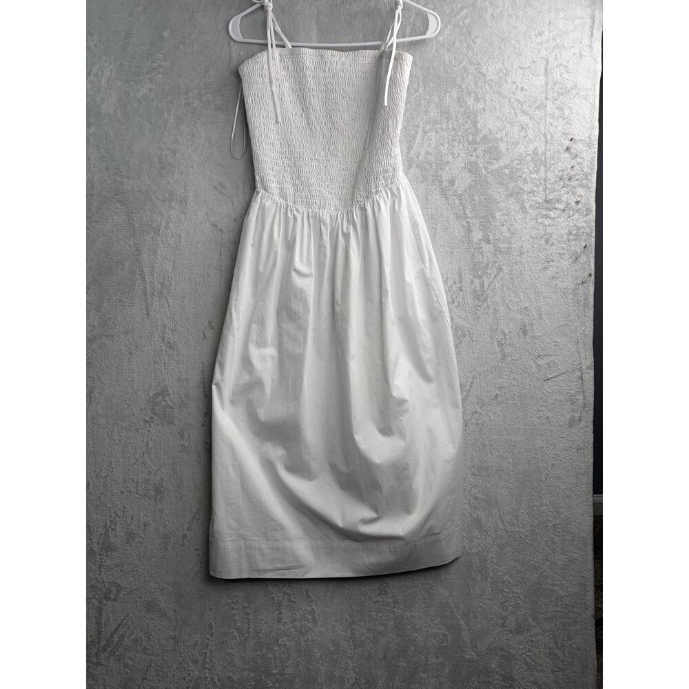 ASTR The Label Harper Smocked Tie Strap Midi Dress - White - Size M - Picture 4 of 10